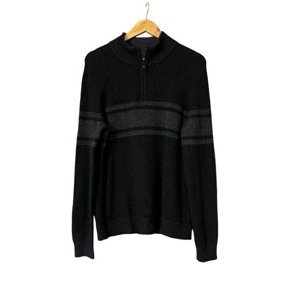 Vince Pullover Wool Cashmere Blend Sweater Gray Black 1/4 Zip Mens medium - Picture 1 of 12